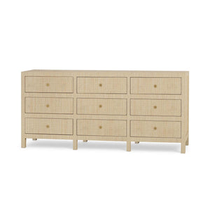 Kagu 9 Drawer Dresser W/ Rattan-Blue Hand Home