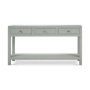 Bramble Kagu Console Table Wrapped In Pale Blue Washed Raffia-Bramble-Blue Hand Home