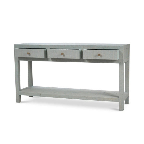 Bramble Kagu Console Table Wrapped In Pale Blue Washed Raffia-Bramble-Blue Hand Home