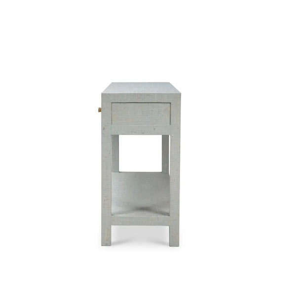 Bramble Kagu Console Table Wrapped In Pale Blue Washed Raffia-Bramble-Blue Hand Home