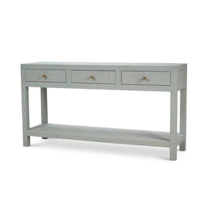 Bramble Kagu Console Table Wrapped In Pale Blue Washed Raffia-Bramble-Blue Hand Home