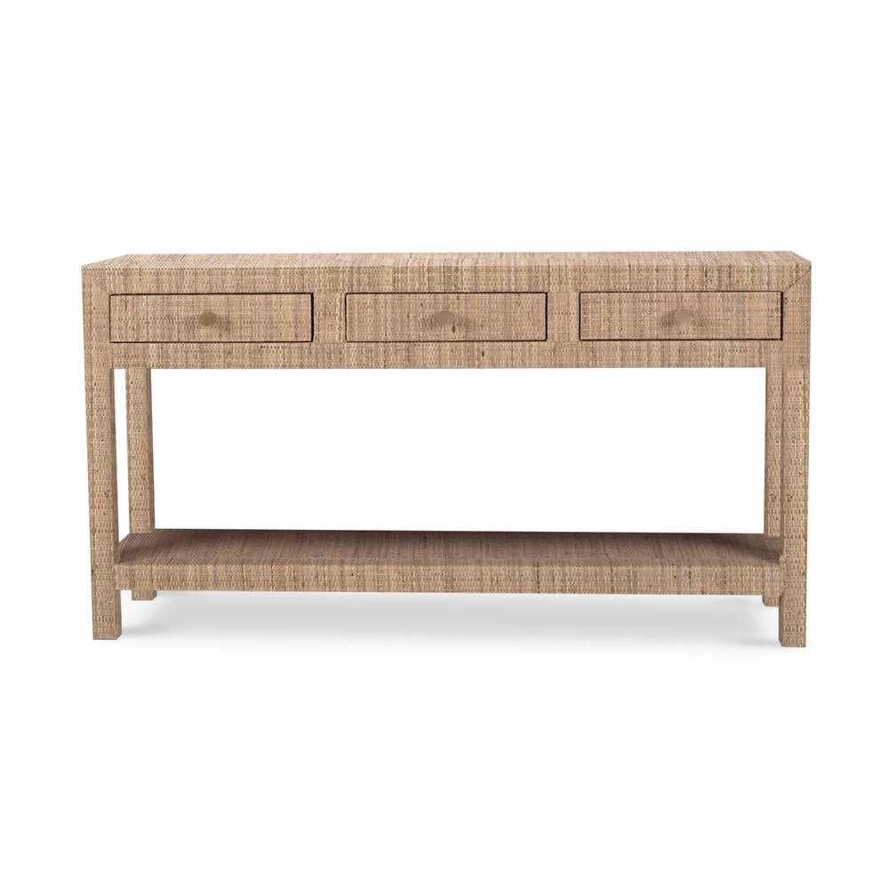 Bramble Kagu Console Table Wrapped In Rattan Natural-Bramble-Blue Hand Home