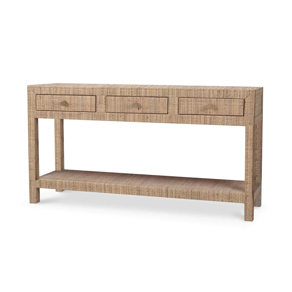 Bramble Kagu Console Table Wrapped In Rattan Natural-Bramble-Blue Hand Home