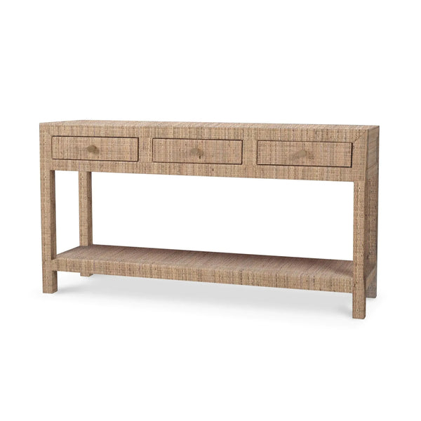 Bramble Kagu Console Table Wrapped In Rattan Natural-Bramble-Blue Hand Home