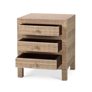 Bramble Kagu End Table Wrapped In Natural Rattan-Bramble-Blue Hand Home