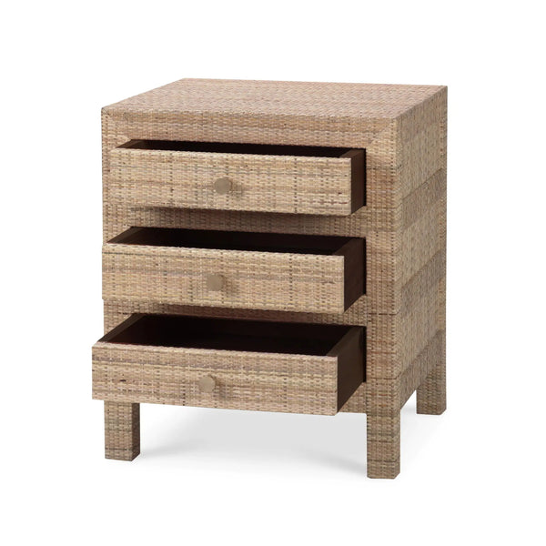 Bramble Kagu End Table Wrapped In Natural Rattan-Bramble-Blue Hand Home