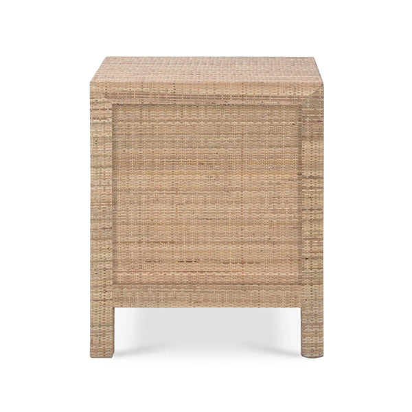 Bramble Kagu End Table Wrapped In Natural Rattan-Bramble-Blue Hand Home