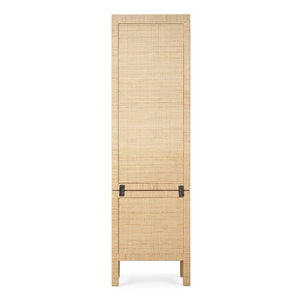 Bramble Kagu Tall Cabinet Wrapped In Natural Rattan W/ True White Interior-Bramble-Blue Hand Home