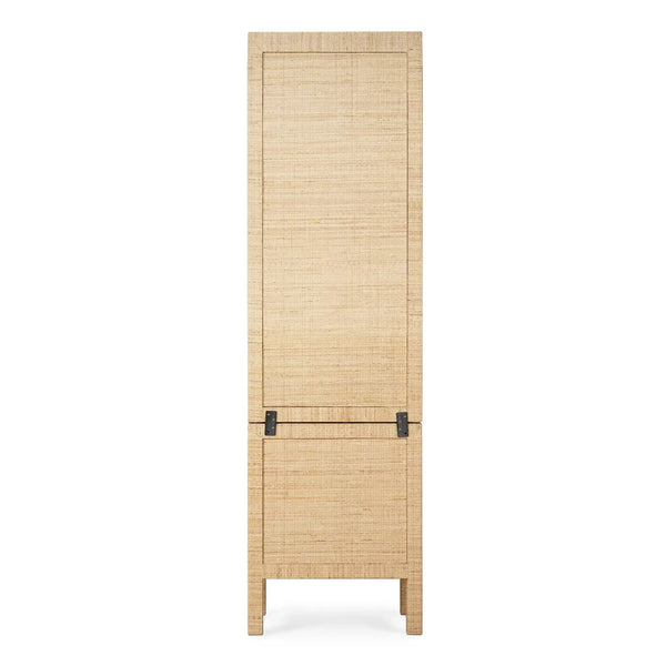 Bramble Kagu Tall Cabinet Wrapped In Natural Rattan W/ True White Interior-Bramble-Blue Hand Home