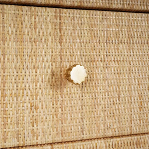 Bramble Kagu Tall Cabinet Wrapped In Natural Rattan W/ True White Interior-Bramble-Blue Hand Home