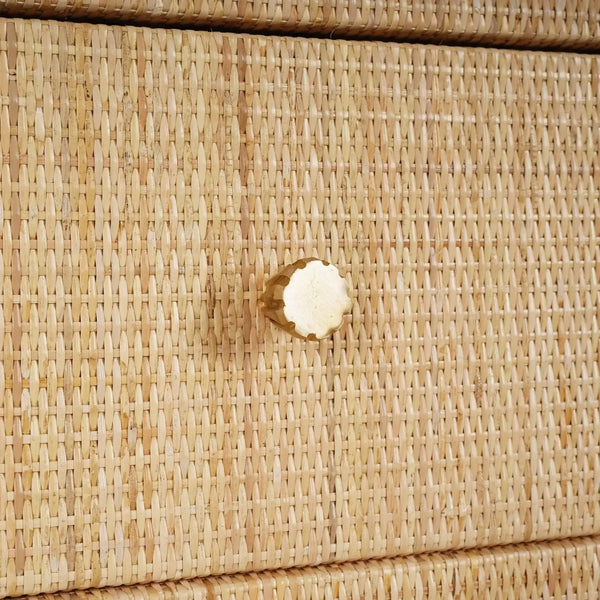 Bramble Kagu Tall Cabinet Wrapped In Natural Rattan W/ True White Interior-Bramble-Blue Hand Home