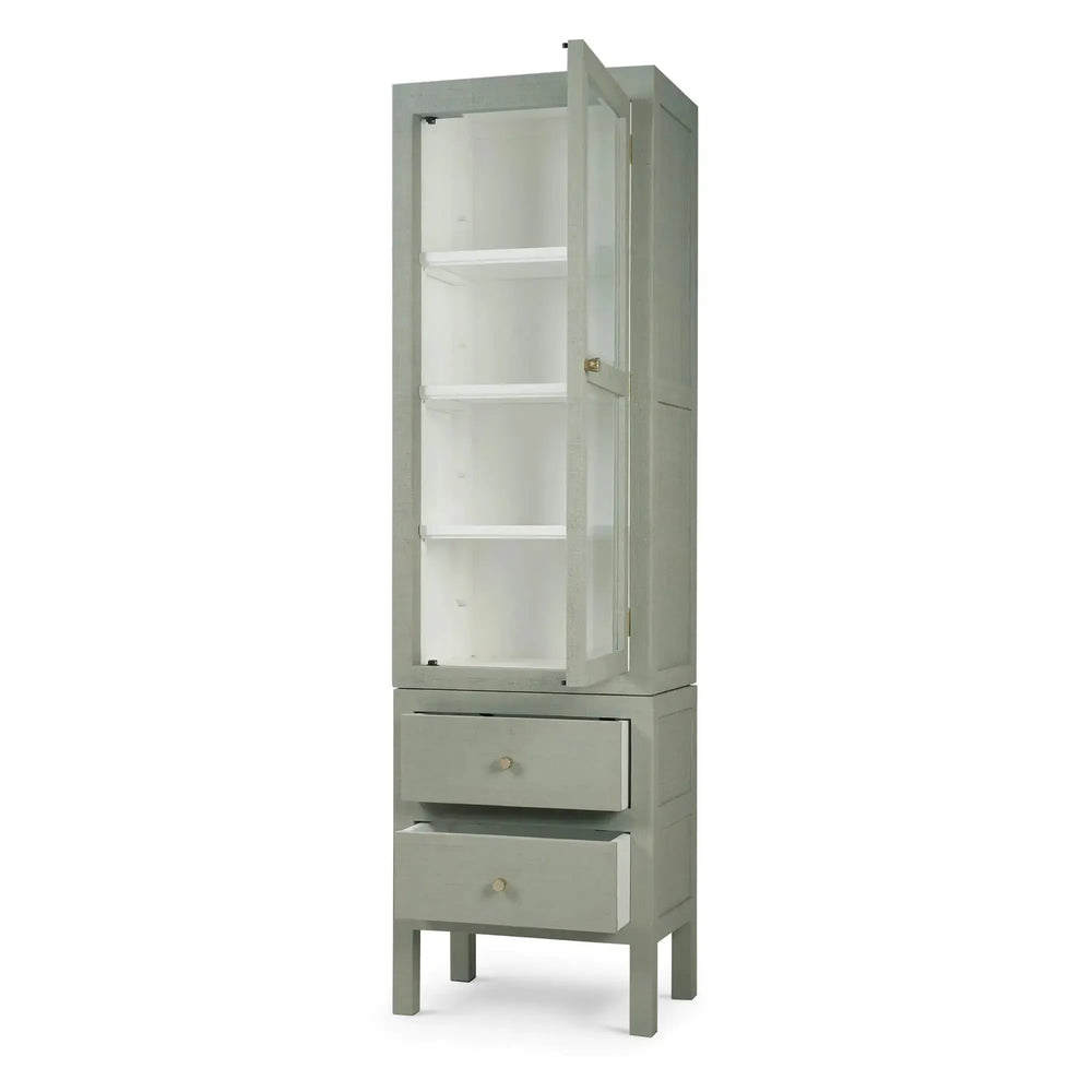 Bramble Kagu Tall Cabinet Wrapped In Raffia Pale Blue W/ True White Interior-Bramble-Blue Hand Home