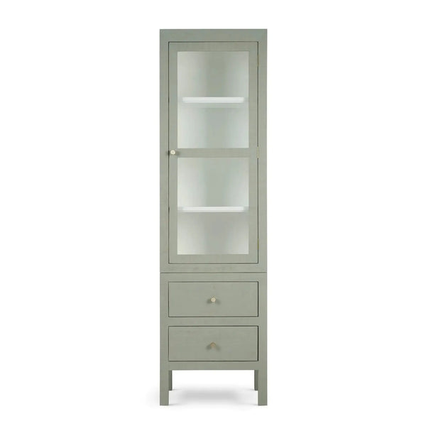 Bramble Kagu Tall Cabinet Wrapped In Raffia Pale Blue W/ True White Interior-Bramble-Blue Hand Home