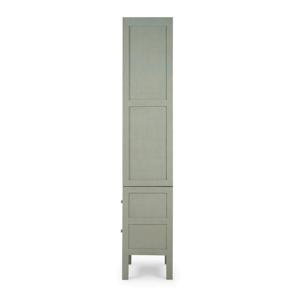 Bramble Kagu Tall Cabinet Wrapped In Raffia Pale Blue W/ True White Interior-Bramble-Blue Hand Home