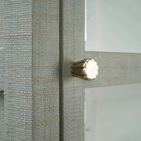 Bramble Kagu Tall Cabinet Wrapped In Raffia Pale Blue W/ True White Interior-Bramble-Blue Hand Home