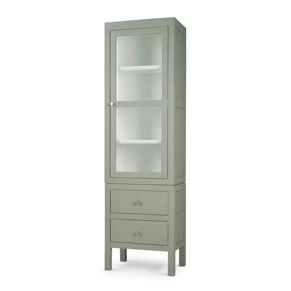 Bramble Kagu Tall Cabinet Wrapped In Raffia Pale Blue W/ True White Interior-Bramble-Blue Hand Home