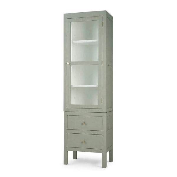 Bramble Kagu Tall Cabinet Wrapped In Raffia Pale Blue W/ True White Interior-Bramble-Blue Hand Home