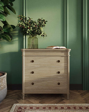 Bramble Kelly 3 Drawer Bedside Table In Sandbar-Bramble-Blue Hand Home