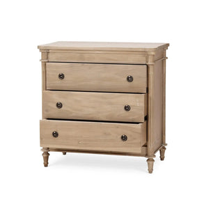 Bramble Kelly 3 Drawer Bedside Table In Sandbar-Bramble-Blue Hand Home
