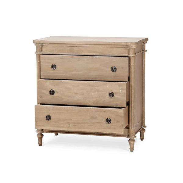 Bramble Kelly 3 Drawer Bedside Table In Sandbar-Bramble-Blue Hand Home