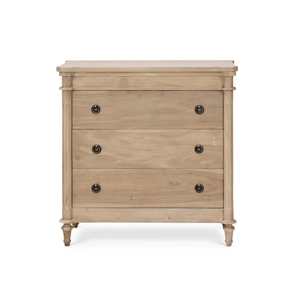 Bramble Kelly 3 Drawer Bedside Table In Sandbar-Bramble-Blue Hand Home