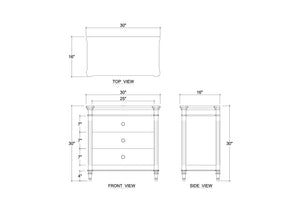 Bramble Kelly 3 Drawer Bedside Table In Sandbar-Bramble-Blue Hand Home