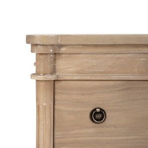 Bramble Kelly 3 Drawer Bedside Table In Sandbar-Bramble-Blue Hand Home