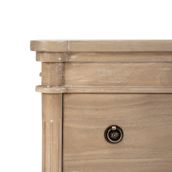 Bramble Kelly 3 Drawer Bedside Table In Sandbar-Bramble-Blue Hand Home