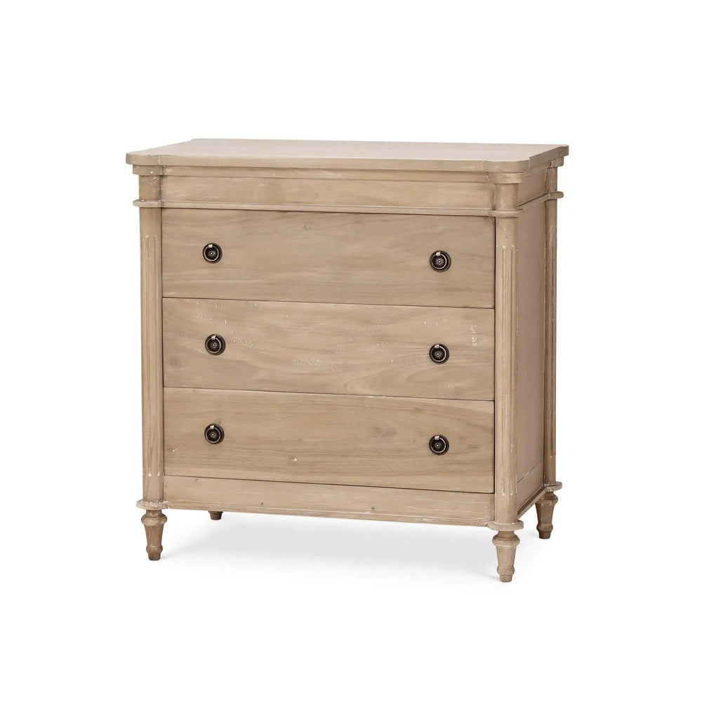 Bramble Kelly 3 Drawer Bedside Table In Sandbar-Bramble-Blue Hand Home