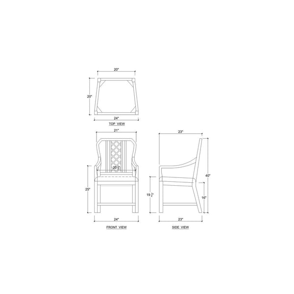 Kelly Dining Chair w/ Arms-Blue Hand Home