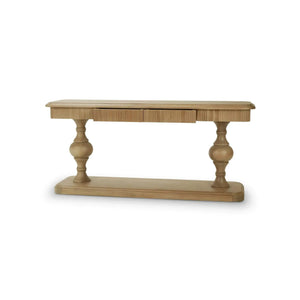 Bramble Kraton 2 Drawer Pedestal Console Table In Fruitwood-Bramble-Blue Hand Home
