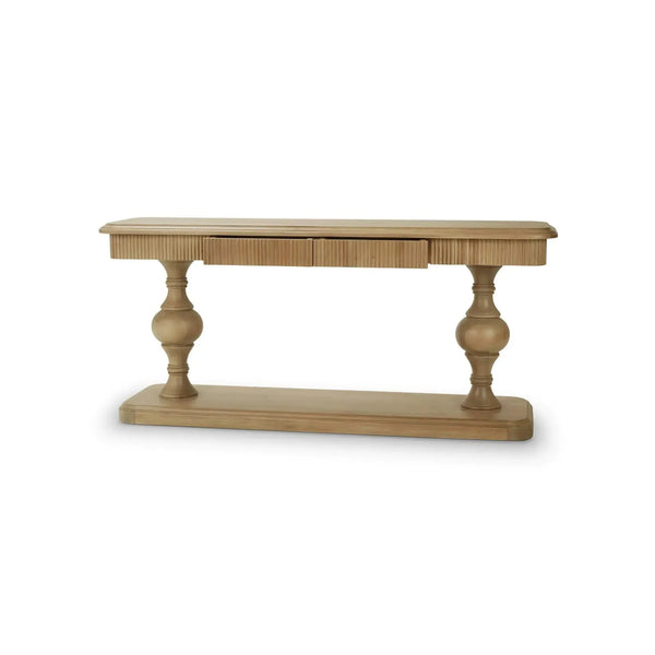 Bramble Kraton 2 Drawer Pedestal Console Table In Fruitwood-Bramble-Blue Hand Home