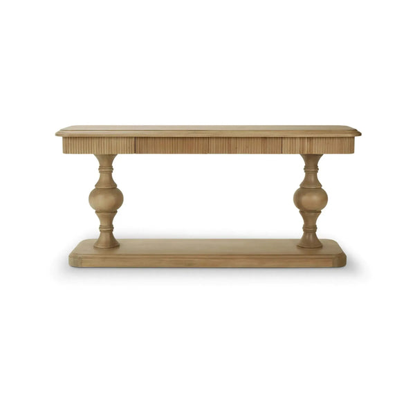 Bramble Kraton 2 Drawer Pedestal Console Table In Fruitwood-Bramble-Blue Hand Home