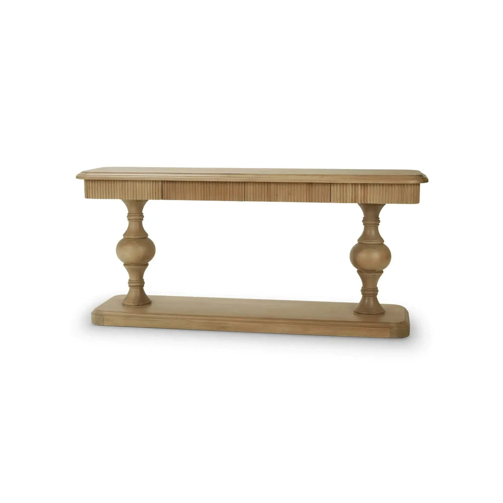 Bramble Kraton 2 Drawer Pedestal Console Table In Fruitwood-Bramble-Blue Hand Home