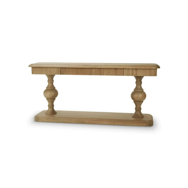 Bramble Kraton 2 Drawer Pedestal Console Table In Fruitwood-Bramble-Blue Hand Home