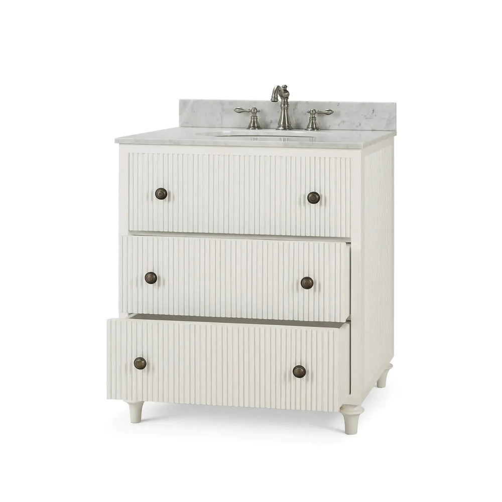 Bramble Kraton Single Vanity In True White W/ Sink & Marble Top-Bramble-Blue Hand Home