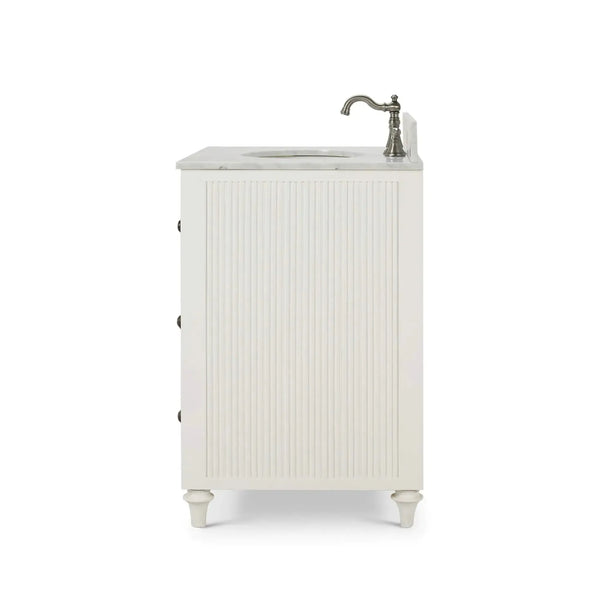 Bramble Kraton Single Vanity In True White W/ Sink & Marble Top-Bramble-Blue Hand Home