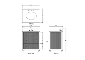 Bramble Kraton Single Vanity In True White W/ Sink & Marble Top-Bramble-Blue Hand Home