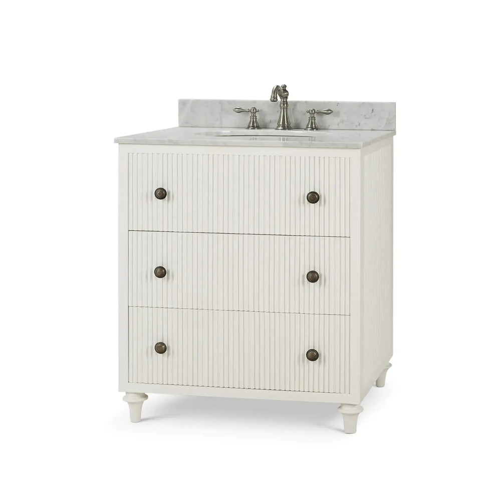 Bramble Kraton Single Vanity In True White W/ Sink & Marble Top-Bramble-Blue Hand Home