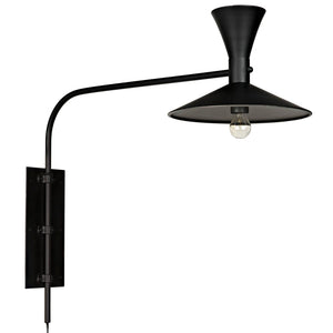Enzo Sconce, Black Steel-Noir Furniture-Blue Hand Home