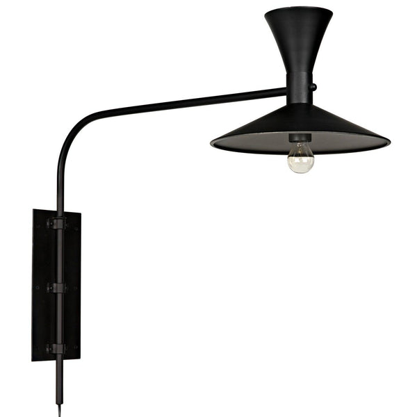 Enzo Sconce, Black Steel-Noir Furniture-Blue Hand Home