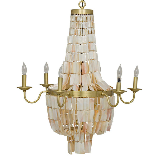 Bijou Chandelier, Antique Brass, Metal and Shells-Noir Furniture-Blue Hand Home
