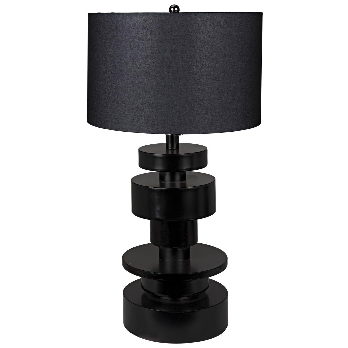 Wilton Table Lamp, Black Steel with Shade-Noir Furniture-Blue Hand Home