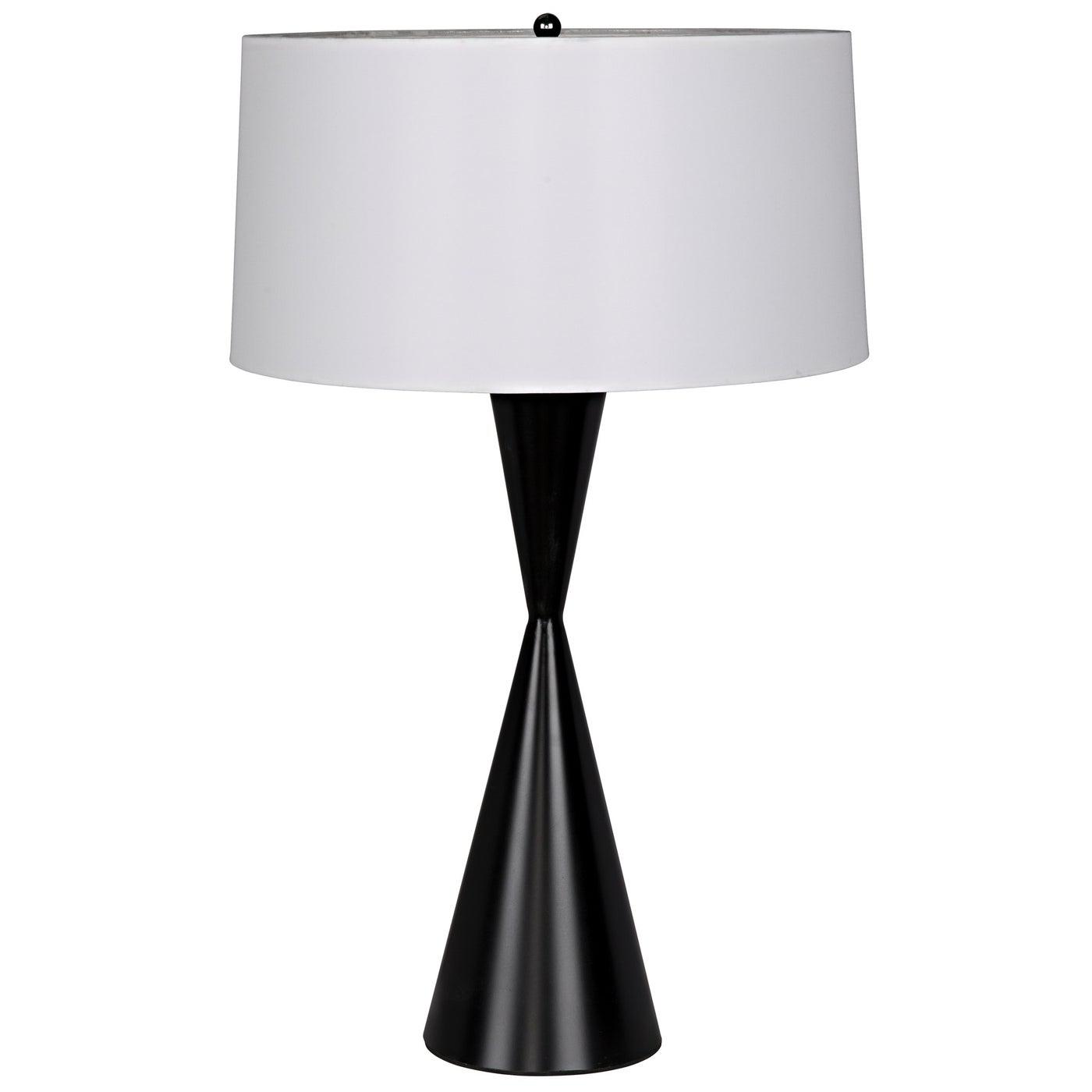 Noble Table Lamp with Shade, Black Steel-Noir Furniture-Blue Hand Home