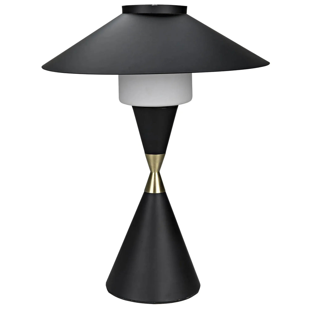 Lucia Table Lamp, Black Steel with Mb Detail by Noir-Blue Hand Home