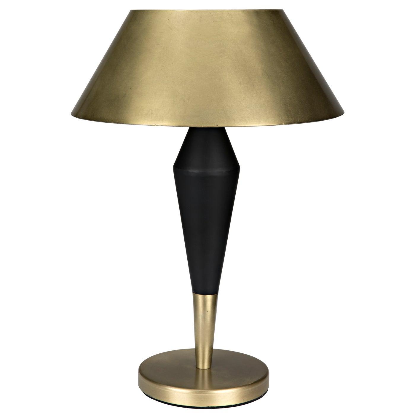 Blau Table Lamp, Steel with Brass Finish and Black Steel Detail-Noir Furniture-Blue Hand Home