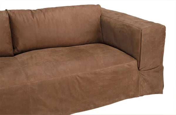 Plato Sofa, Orris Brown Leather-Noir Furniture-Blue Hand Home