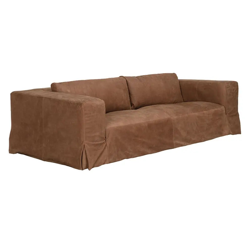 Plato Sofa, Orris Brown Leather-Noir Furniture-Blue Hand Home