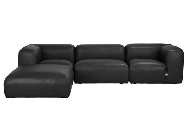 Augustus Modular Sofa, Left Corner, Santosa Matte Black Leather-Noir Furniture-Blue Hand Home
