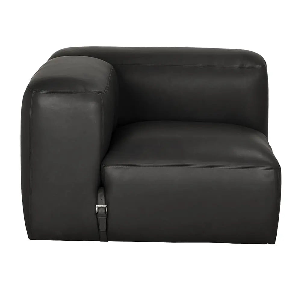 Augustus Modular Sofa, Left Corner, Santosa Matte Black Leather-Noir Furniture-Blue Hand Home